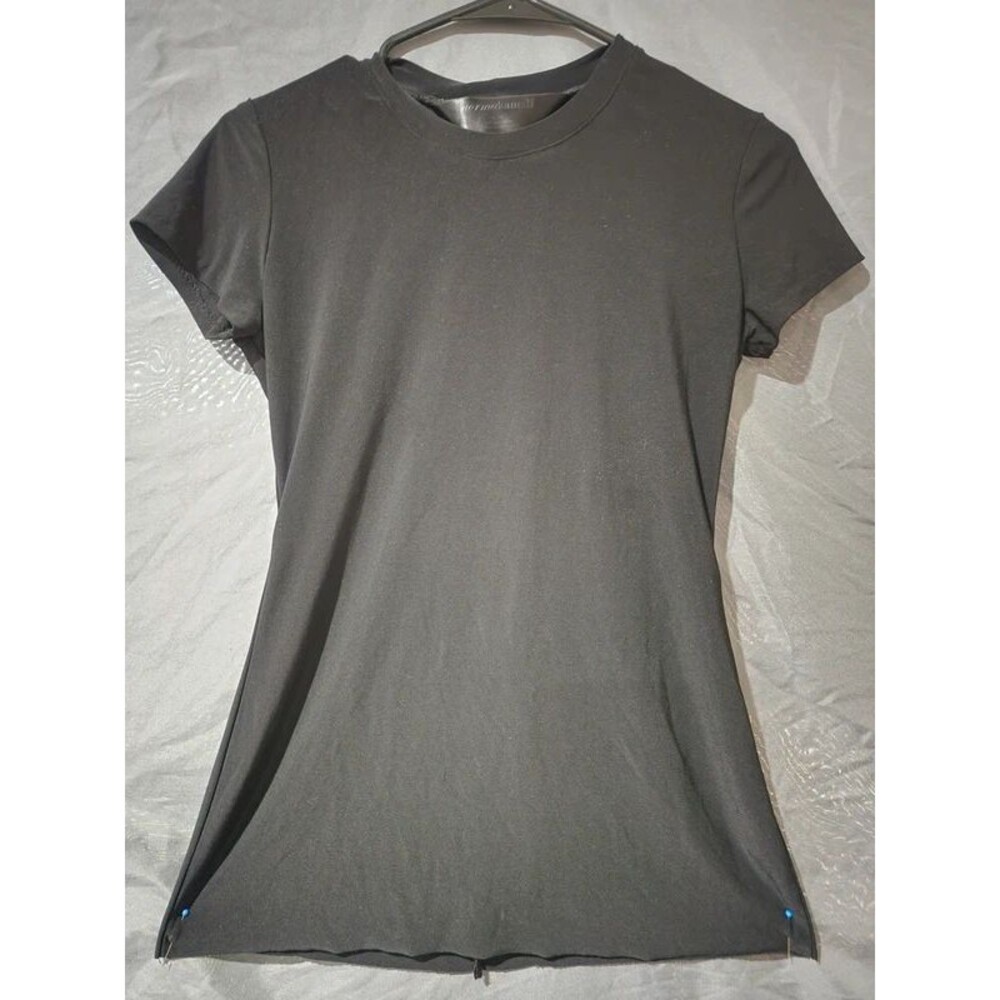 Norma Kamali Black Short Sleeve Stretch T Shirt Basic Tee Size S